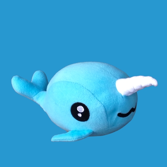 Peek A Boo Other - ✓Peek A Boo Toys BUBBLES the Narwhal light Blue white Horn Plush stuffed animal